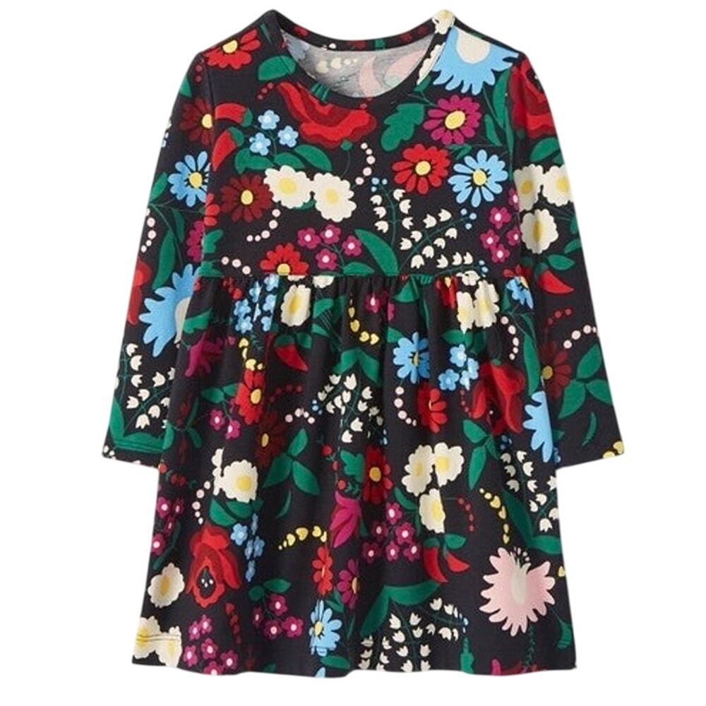 Hanna Andersson Girls Floral Celebration Cotton Jersey Skater Dress Size 5